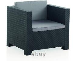 Rattan Garden Furniture Manhatten Lounge set Outdoor/Indoor Shaf Plastic Grey
