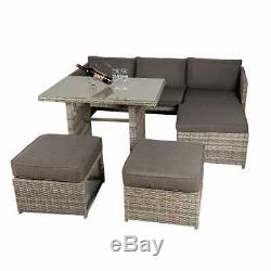 Rattan Garden Furniture Outdoor Dining Table Sofa Set With Grey Rattan And Grey