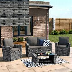 Rattan Garden Furniture Patio Conservatory Grey Sofa Set Armchair Table 4 Seat