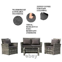 Rattan Garden Furniture Patio Conservatory Grey Sofa Set Armchair Table 4 Seat