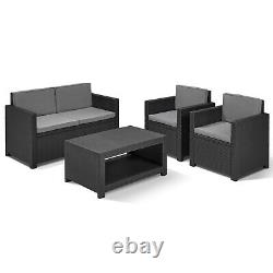 Rattan Garden Furniture Patio Corner Sofa 4 Pce Set Lounger Chairs Table Outdoor