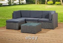 Rattan Garden Furniture Patio Corner Sofa Set Lounger Table Outdoor Conservatory