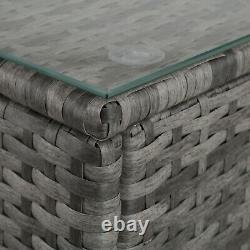 Rattan Garden Furniture Patio Lounge Seat Table Glass Top Storage Box Cushions