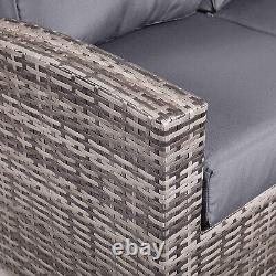 Rattan Garden Furniture Patio Set 10Seat (Cornor Sofa, Bench & Table) Grey