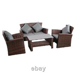 Rattan Garden Furniture Patio Sofa Mixed Brown Conservatory Lounge Armchairs Set