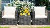 Rattan Garden Furniture Set 2 Piece Conversation Sofa And Coffee Table With Cushion