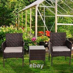 Rattan Garden Furniture Set 3 Pcs Patio Chair Table Patio Outdoor Weaving UK