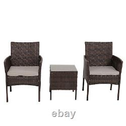 Rattan Garden Furniture Set 3 Pcs Patio Chair Table Patio Outdoor Weaving UK