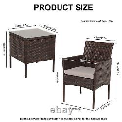 Rattan Garden Furniture Set 3 Pcs Patio Chair Table Patio Outdoor Weaving UK