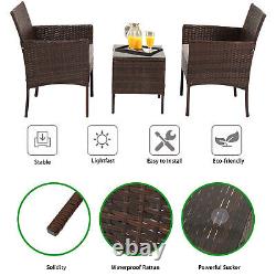 Rattan Garden Furniture Set 3 Pcs Patio Chair Table Patio Outdoor Weaving UK