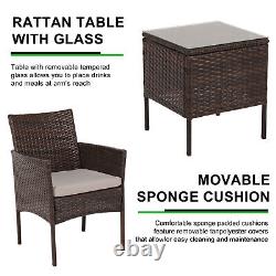 Rattan Garden Furniture Set 3 Pcs Patio Chair Table Patio Outdoor Weaving UK