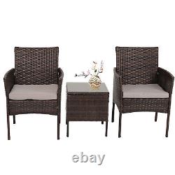 Rattan Garden Furniture Set 3 Pcs Patio Chair Table Patio Outdoor Weaving UK