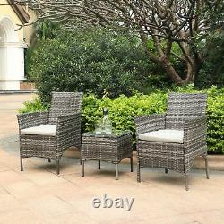 Rattan Garden Furniture Set 3 Piece 2 Chairs Table Outdoor Patio Conservatory