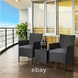 Rattan Garden Furniture Set 3 Piece Patio Dining Set 2 Chairs 1 Coffee Table