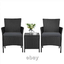 Rattan Garden Furniture Set 3 Piece Patio Dining Set 2 Chairs 1 Coffee Table