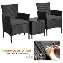 Rattan Garden Furniture Set 3 Piece Patio Dining Set 2 Chairs 1 Coffee Table