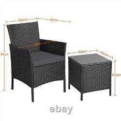 Rattan Garden Furniture Set 3 Piece Patio Dining Set 2 Chairs 1 Coffee Table