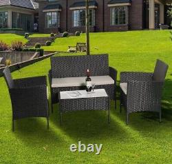 Rattan Garden Furniture Set 4 Pc Chairs Sofa Table Outdoor Patio Seater Set New