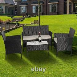 Rattan Garden Furniture Set 4 Pc Chairs Sofa Table Outdoor Patio Seater Set New