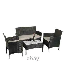 Rattan Garden Furniture Set 4 Pc Chairs Sofa Table Outdoor Patio Seater Set New