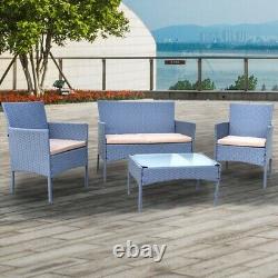 Rattan Garden Furniture Set 4 Piece Black Chairs Sofa Table Outdoor Patio Lounge