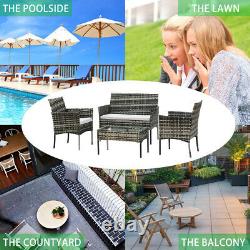 Rattan Garden Furniture Set 4 Piece Chairs Sofa Coffee Table Outdoor Patio Sets