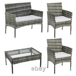Rattan Garden Furniture Set 4 Piece Chairs Sofa Coffee Table Outdoor Patio Sets