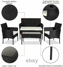 Rattan Garden Furniture Set 4 Piece Chairs Sofa Outdoor Dining Table Bench Patio