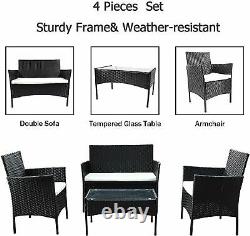 Rattan Garden Furniture Set 4 Piece Chairs Sofa Outdoor Dining Table Bench Patio