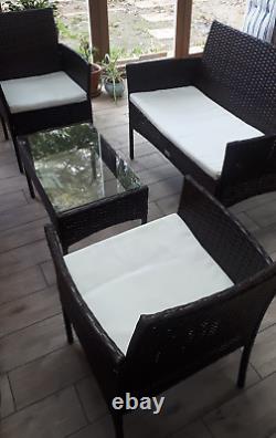 Rattan Garden Furniture Set 4 Piece Chairs, Sofa, Table Indoor or Outdoor