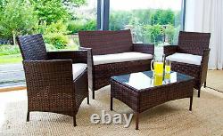 Rattan Garden Furniture Set 4 Piece Chairs, Sofa, Table Indoor or Outdoor