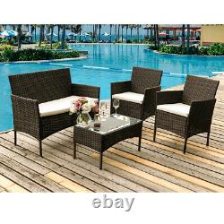 Rattan Garden Furniture Set 4 Piece Chairs Sofa Table Outdoor Patio Conservator
