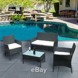 Rattan Garden Furniture Set 4 Piece Chairs Sofa Table Outdoor Patio Set