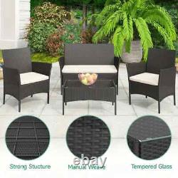 Rattan Garden Furniture Set 4 Piece Chairs Sofa Table Outdoor Patio Set