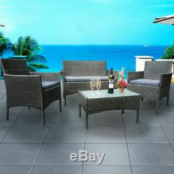 Rattan Garden Furniture Set 4 Piece Chairs Sofa Table Outdoor Patio Set