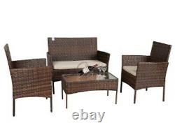 Rattan Garden Furniture Set 4 Piece Chairs Sofa Table Outdoor Patio Set