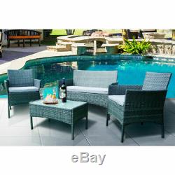 Rattan Garden Furniture Set 4 Piece Chairs Sofa Table Outdoor Patio Set