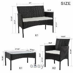 Rattan Garden Furniture Set 4 Piece Chairs Sofa Table Outdoor Patio Set