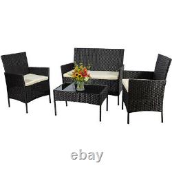 Rattan Garden Furniture Set 4 Piece Chairs Sofa Table Outdoor Patio Set New
