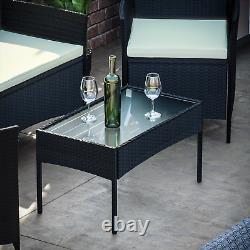 Rattan Garden Furniture Set 4 Piece Chairs Table Sofa Outdoor Patio Set Black