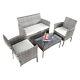 Rattan Garden Furniture Set 4 Piece Mixed Grey Chairs Sofa Table Outdoor Patio