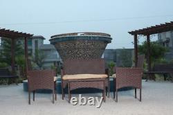 Rattan Garden Furniture Set 4 Piece Outdoor Luxury Wicker Sofa Table & Chairs
