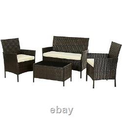 Rattan Garden Furniture Set 4 Piece Outdoor Patio Furniture Chairs Sofa Table