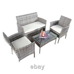 Rattan Garden Furniture Set 4 Piece Outdoor Patio Sofa Table Chair Bistro Wicker