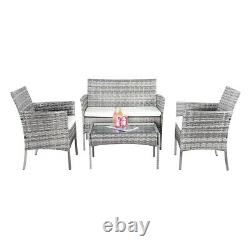 Rattan Garden Furniture Set 4 Piece Outdoor Patio Sofa Table Chair Bistro Wicker