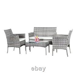 Rattan Garden Furniture Set 4 Piece Outdoor Patio Sofa Table Chair Bistro Wicker