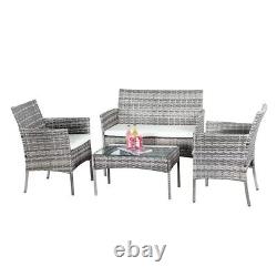 Rattan Garden Furniture Set 4 Piece Outdoor Patio Sofa Table Chair Bistro Wicker