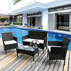 Rattan Garden Furniture Set 4 Piece Outdoor Sofa Chair Table Patio Conservatory