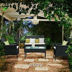 Rattan Garden Furniture Set 4 Piece Outdoor Sofa Chair Table Patio Conservatory