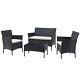 Rattan Garden Furniture Set 4 Piece Outdoor Sofa Table Chairs Black Patio Set